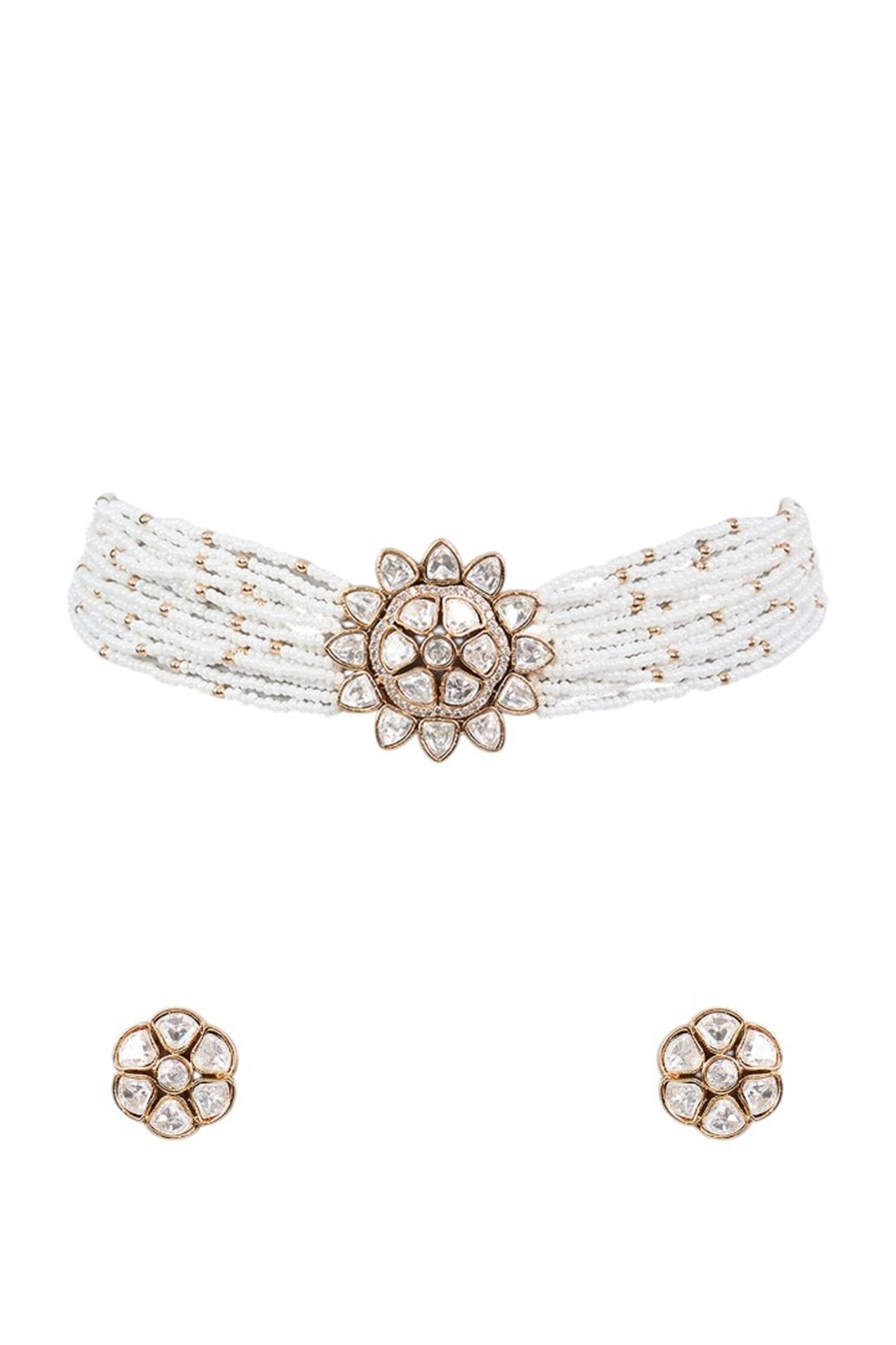 Kundan Polki Pearl Necklace Set 
