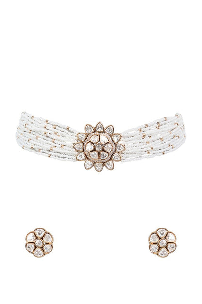Kundan Polki Pearl Necklace Set 