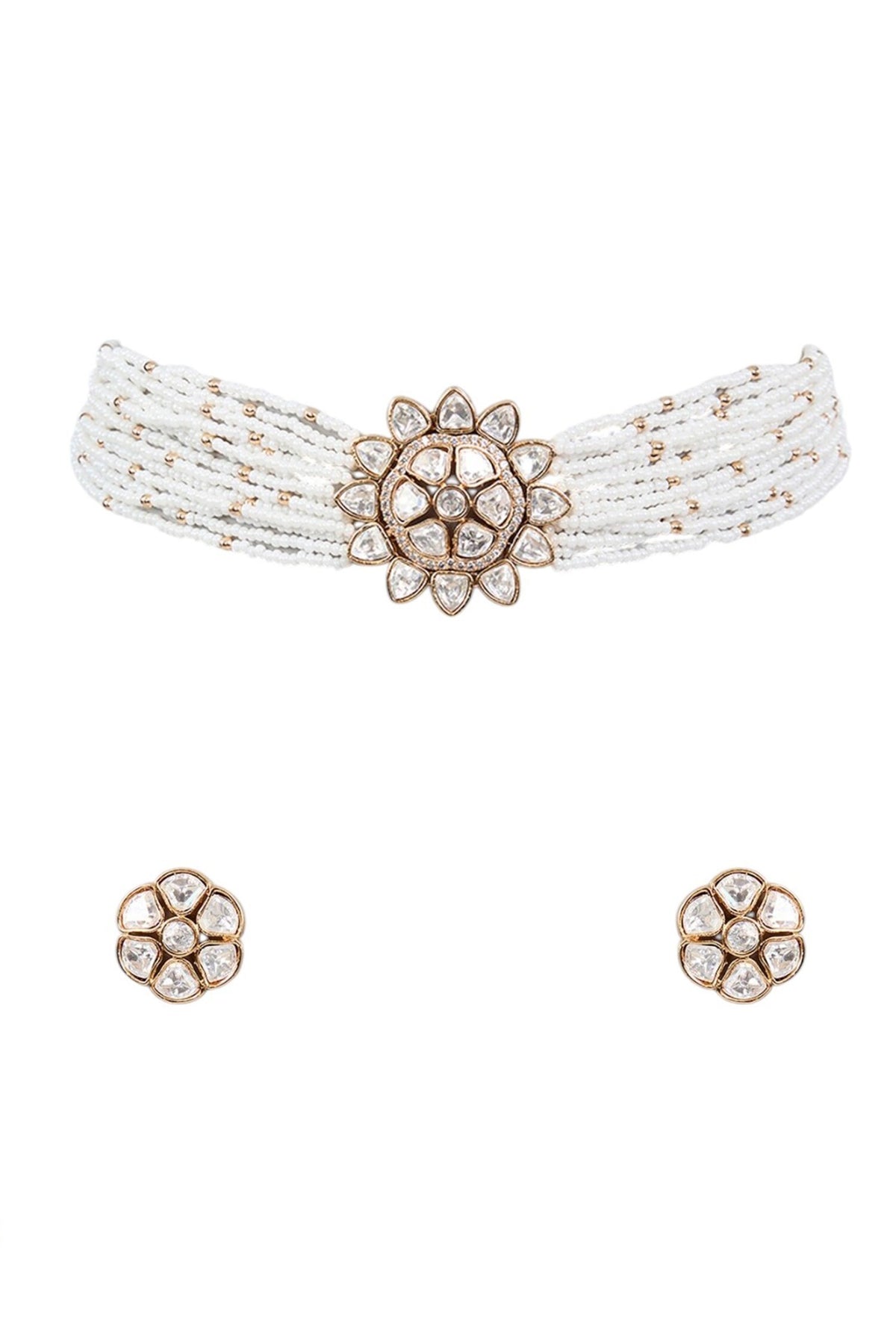 Kundan Polki Pearl Necklace Set 