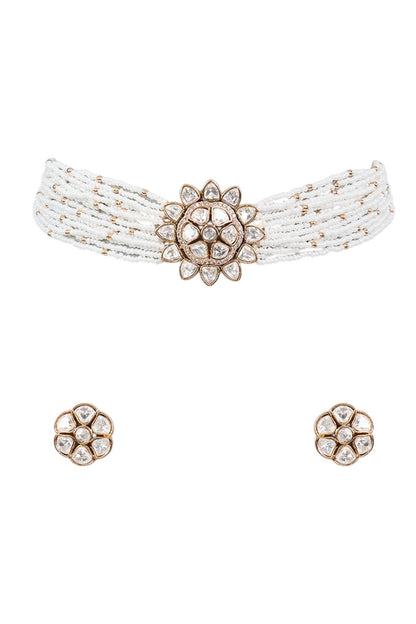 Kundan Polki Pearl Necklace Set 