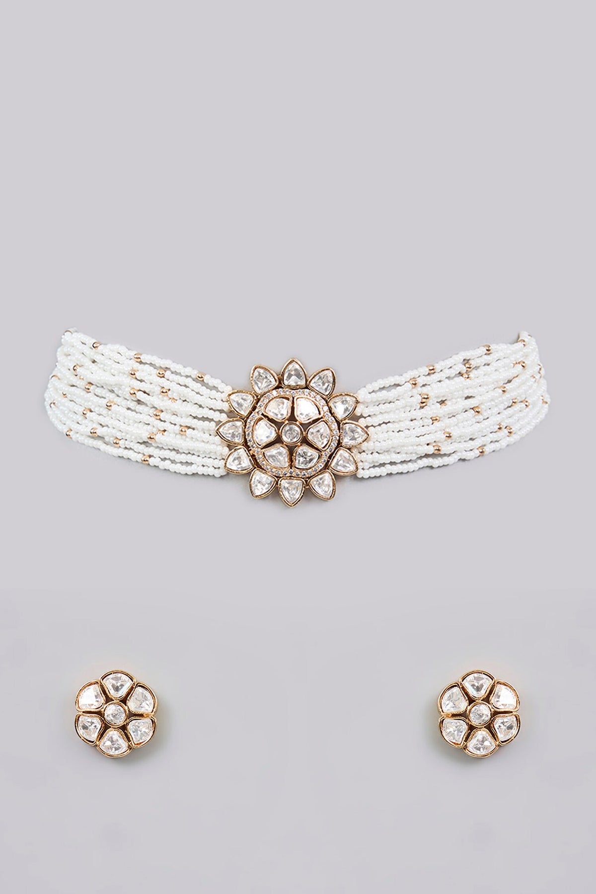 Kundan Polki Pearl Necklace Set 