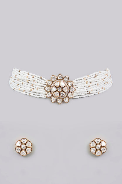 Kundan Polki Pearl Necklace Set 