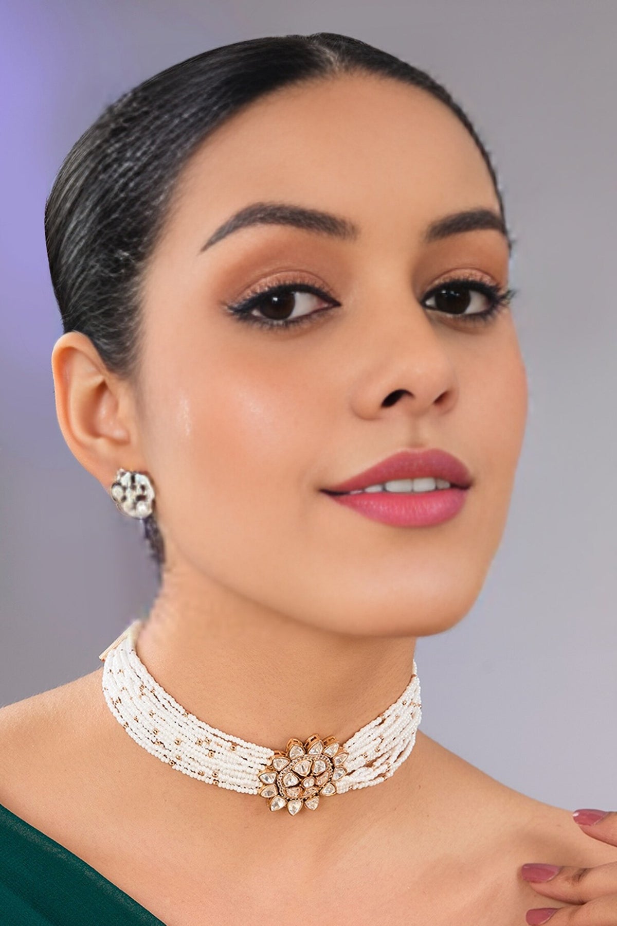 Kundan Polki Pearl Necklace Set 
