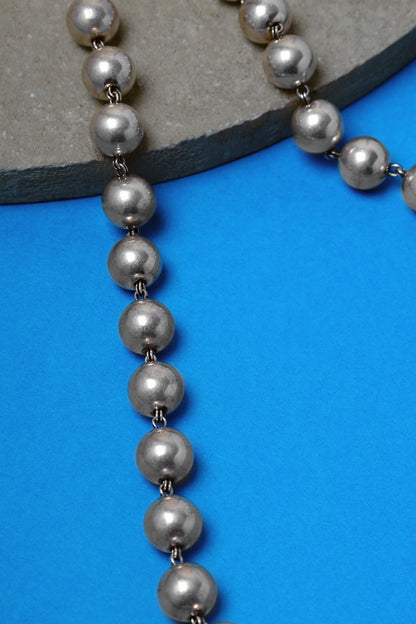 Silver Bead Long Necklace 