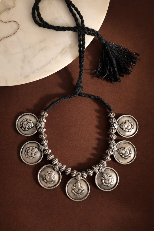Tribal Ganesha Coin Choker Necklace 