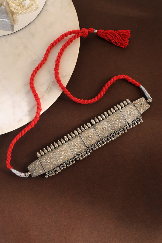 Floral Vintage Silver Choker 