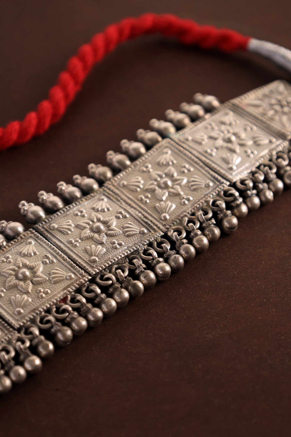 Floral Vintage Silver Choker 