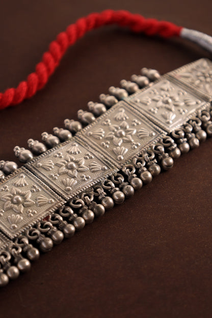 Floral Vintage Silver Choker 
