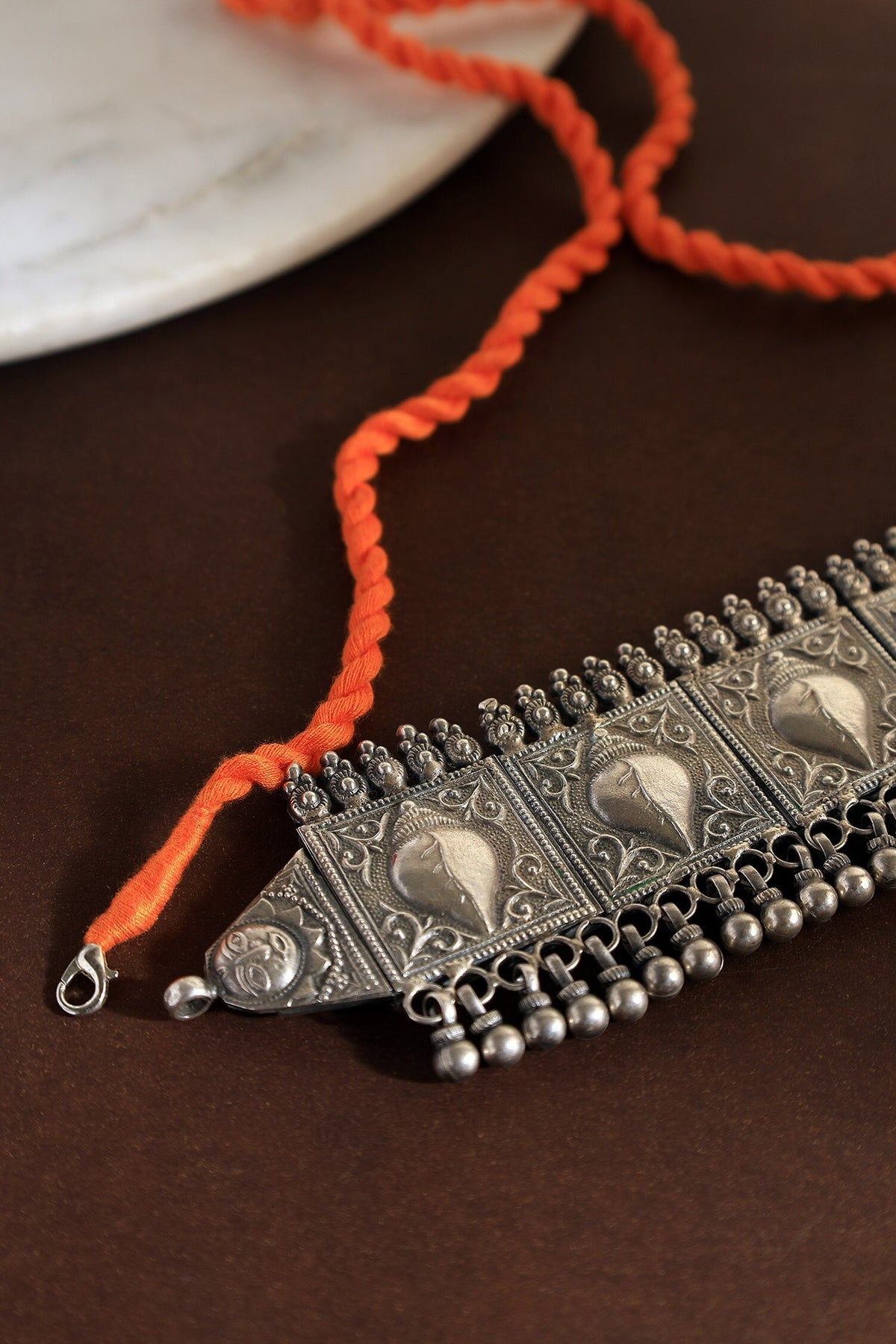 Tribal Shell Silver Choker 