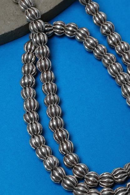 Silver Beaded Long Necklace 