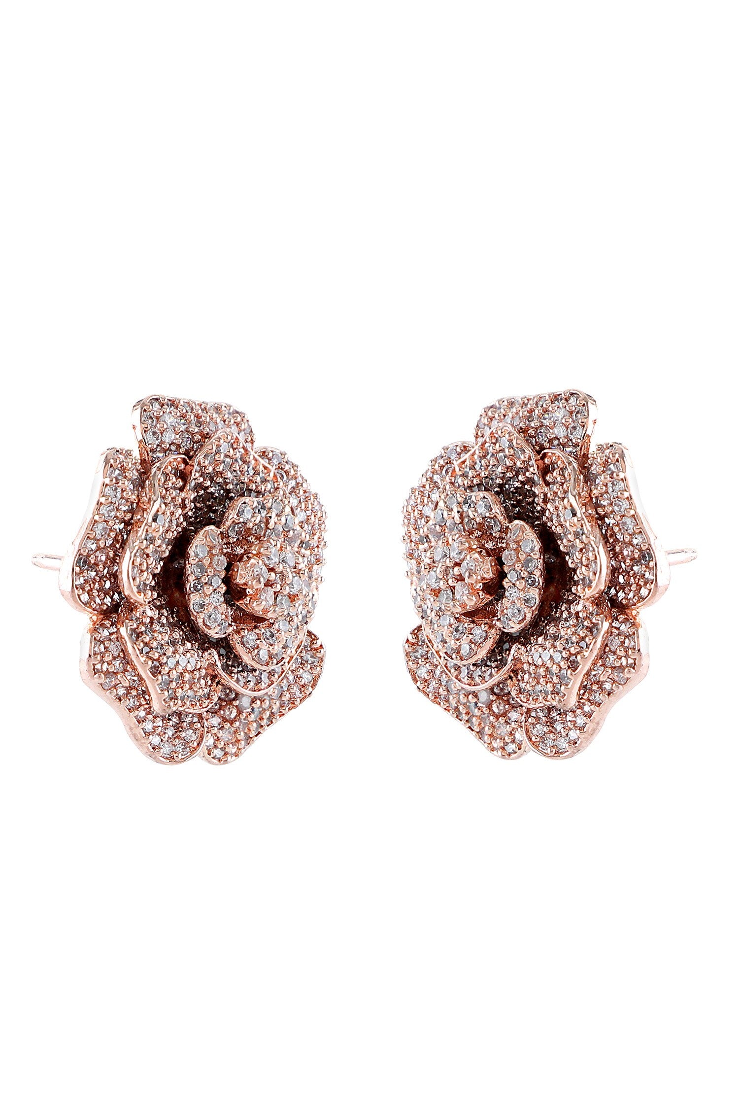 Floral Rose Gold Stud Earrings 