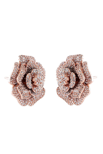 Floral Rose Gold Stud Earrings 