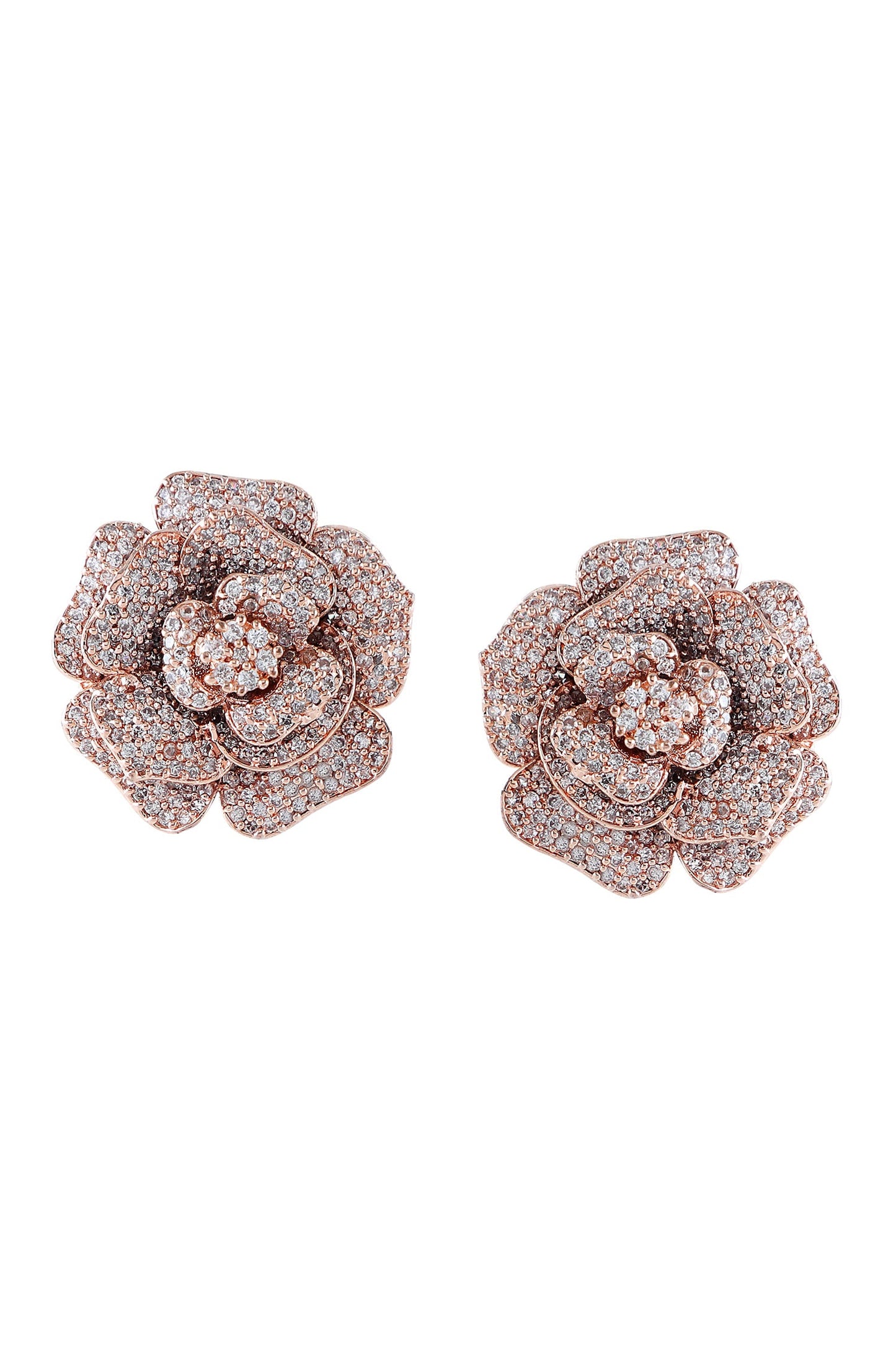 Floral Rose Gold Stud Earrings 