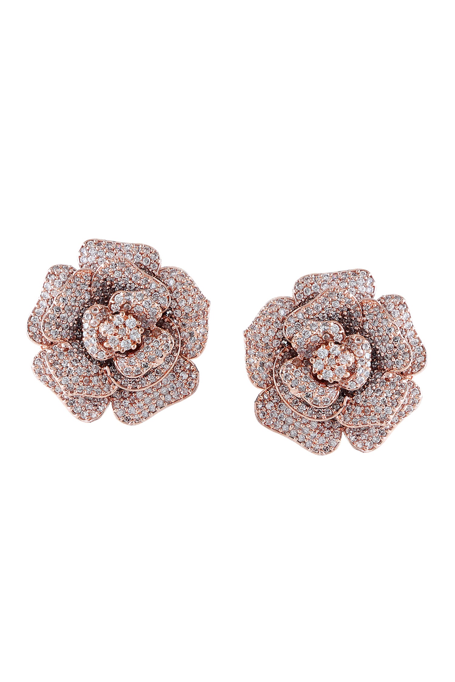 Floral Rose Gold Stud Earrings 