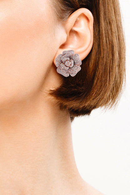 Floral Rose Gold Stud Earrings 