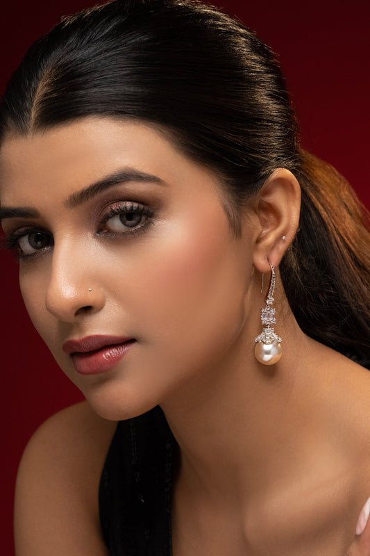 Diamond Pearl Drop Danglers 