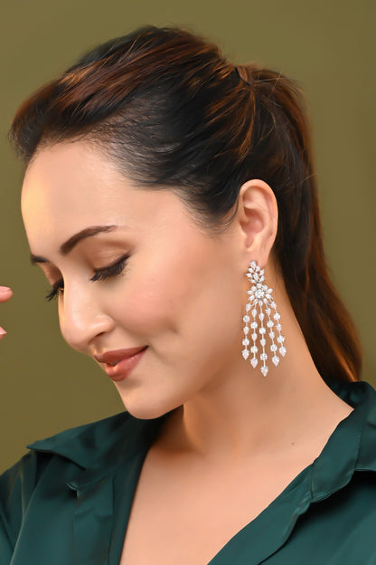 Rhodium Plated Diamond Danglers 