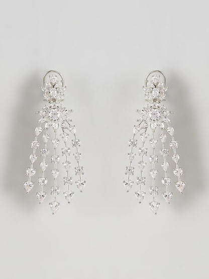 Rhodium Plated Diamond Danglers 