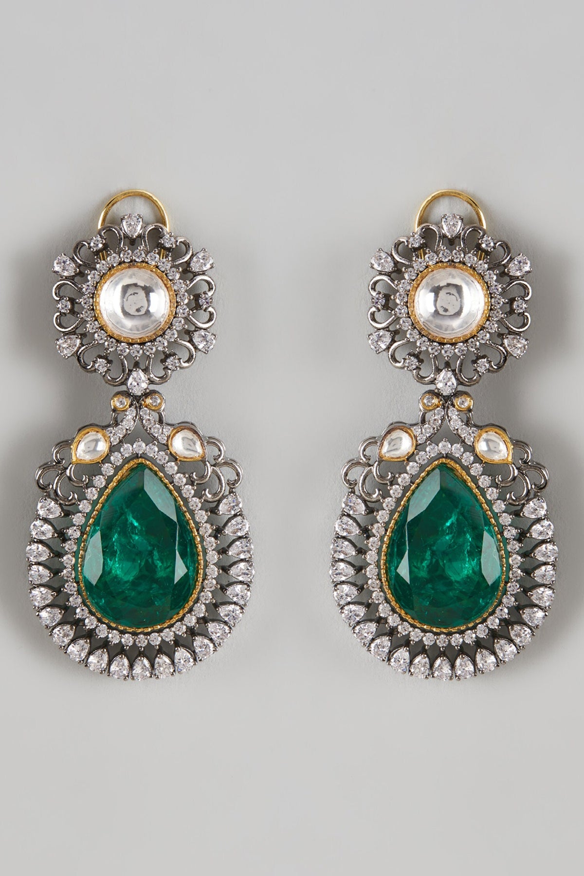 Victorian Plated Kundan Danglers 