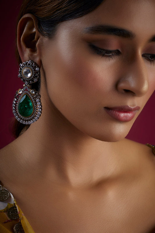 Victorian Plated Kundan Danglers 