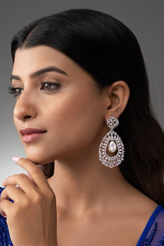 Diamond Pearl Drop Chandbalis 