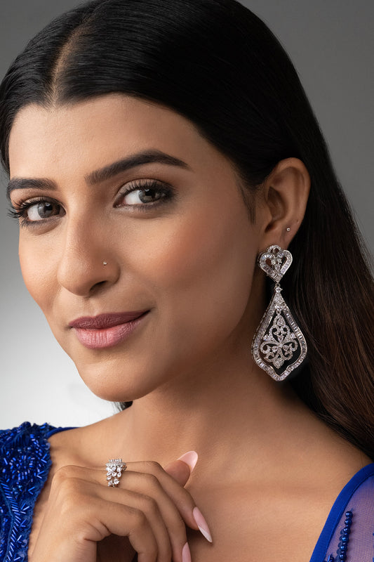 Floral Diamond Danglers 