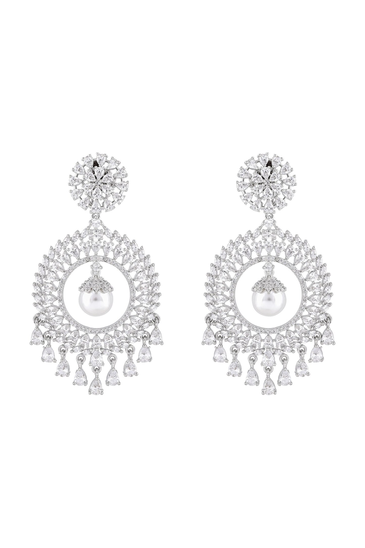 Diamond Chandbalis with Pearl Drop 