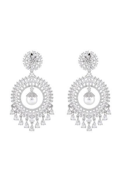Diamond Chandbalis with Pearl Drop 