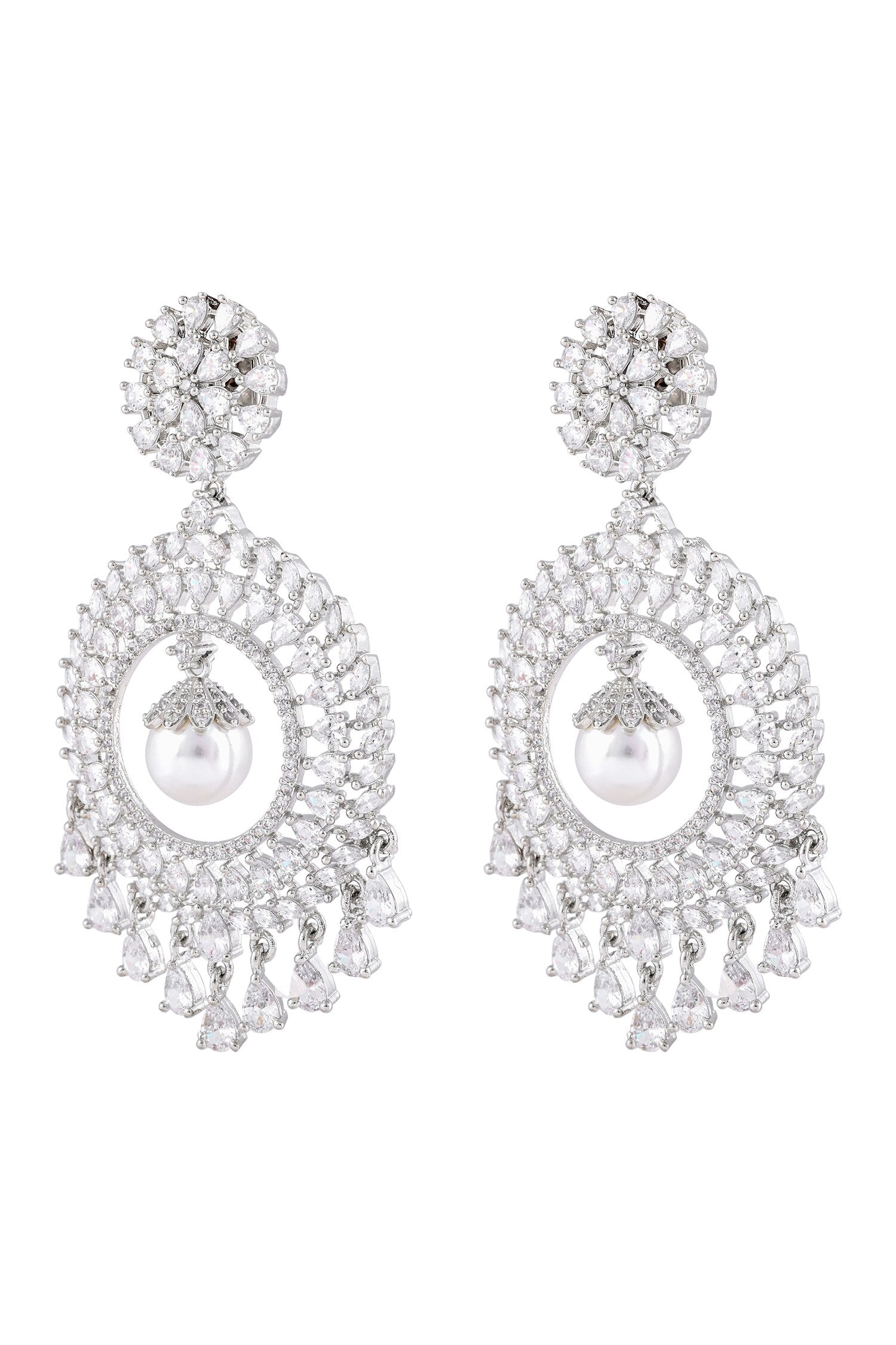 Diamond Chandbalis with Pearl Drop 