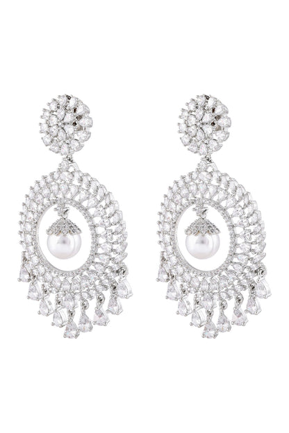 Diamond Chandbalis with Pearl Drop 