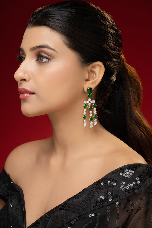 Emerald & Diamond Long Danglers 
