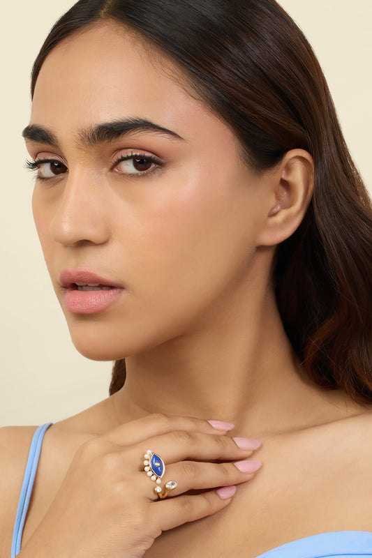Two-Head Lapis Lazuli Ring 
