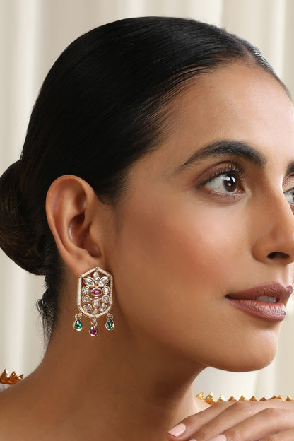 Multicolour Polki Stud Earrings 