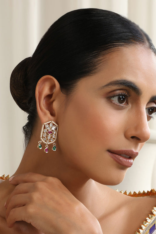 Multicolour Polki Stud Earrings 