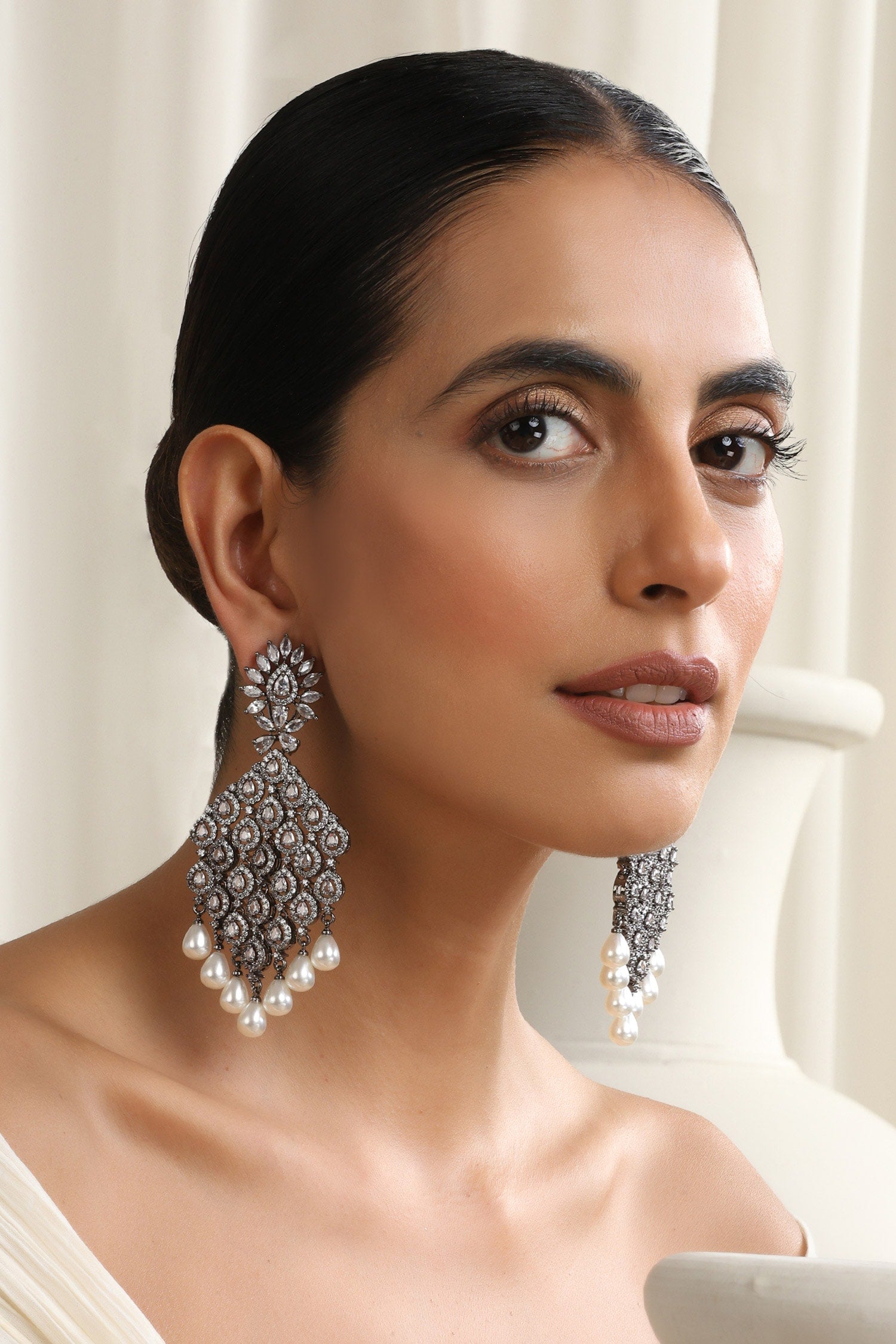 Silver Zirconia Dangler Earrings 