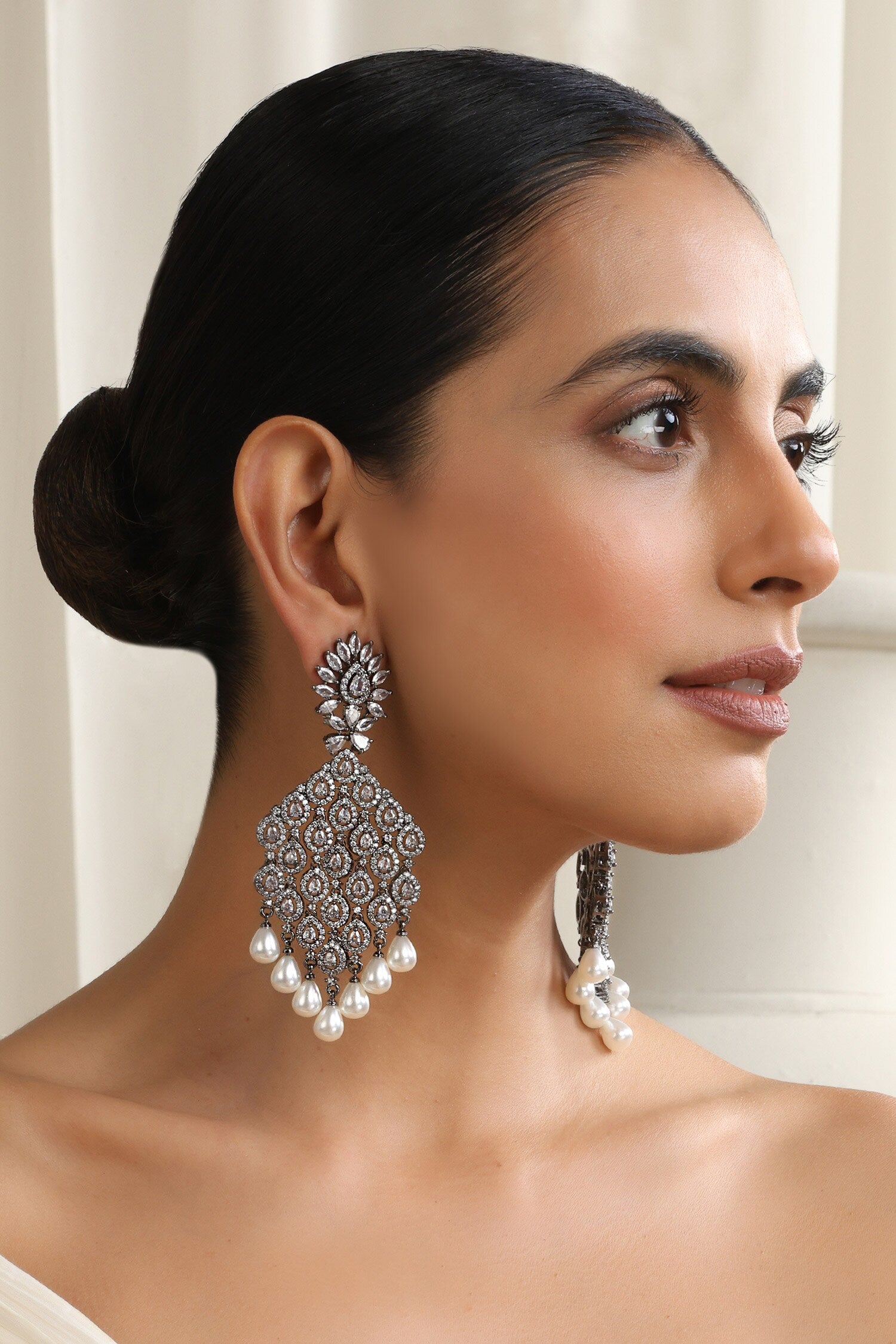 Silver Zirconia Dangler Earrings 