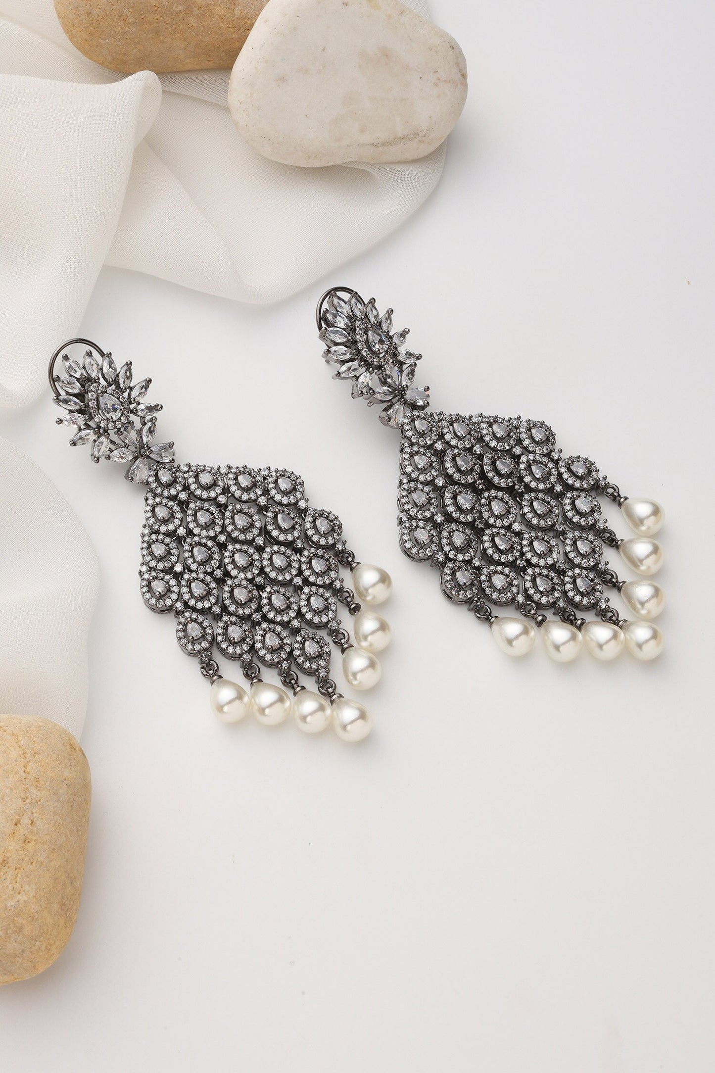 Silver Zirconia Dangler Earrings 