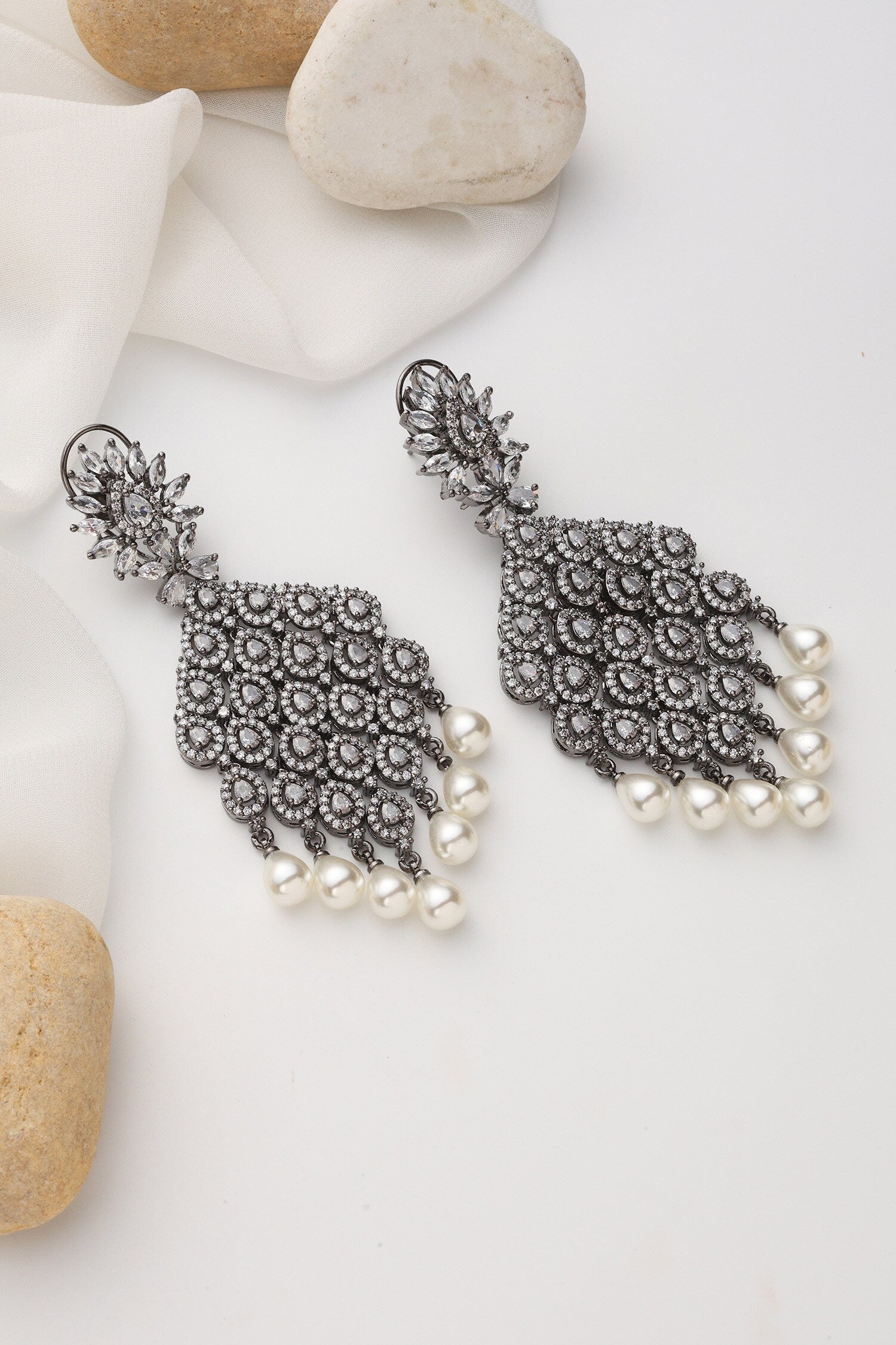 Silver Zirconia Dangler Earrings 