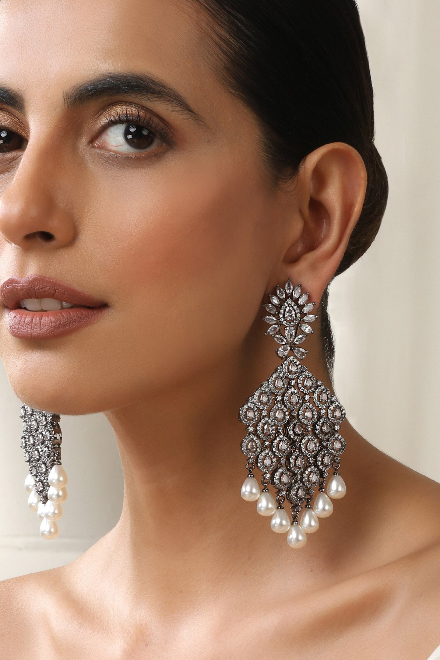 Silver Zirconia Dangler Earrings 