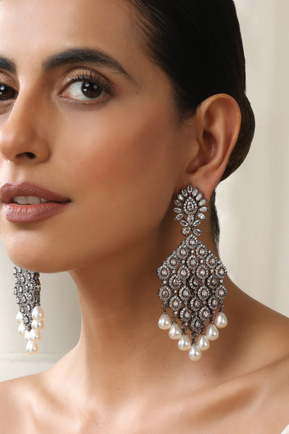 Silver Zirconia Dangler Earrings 