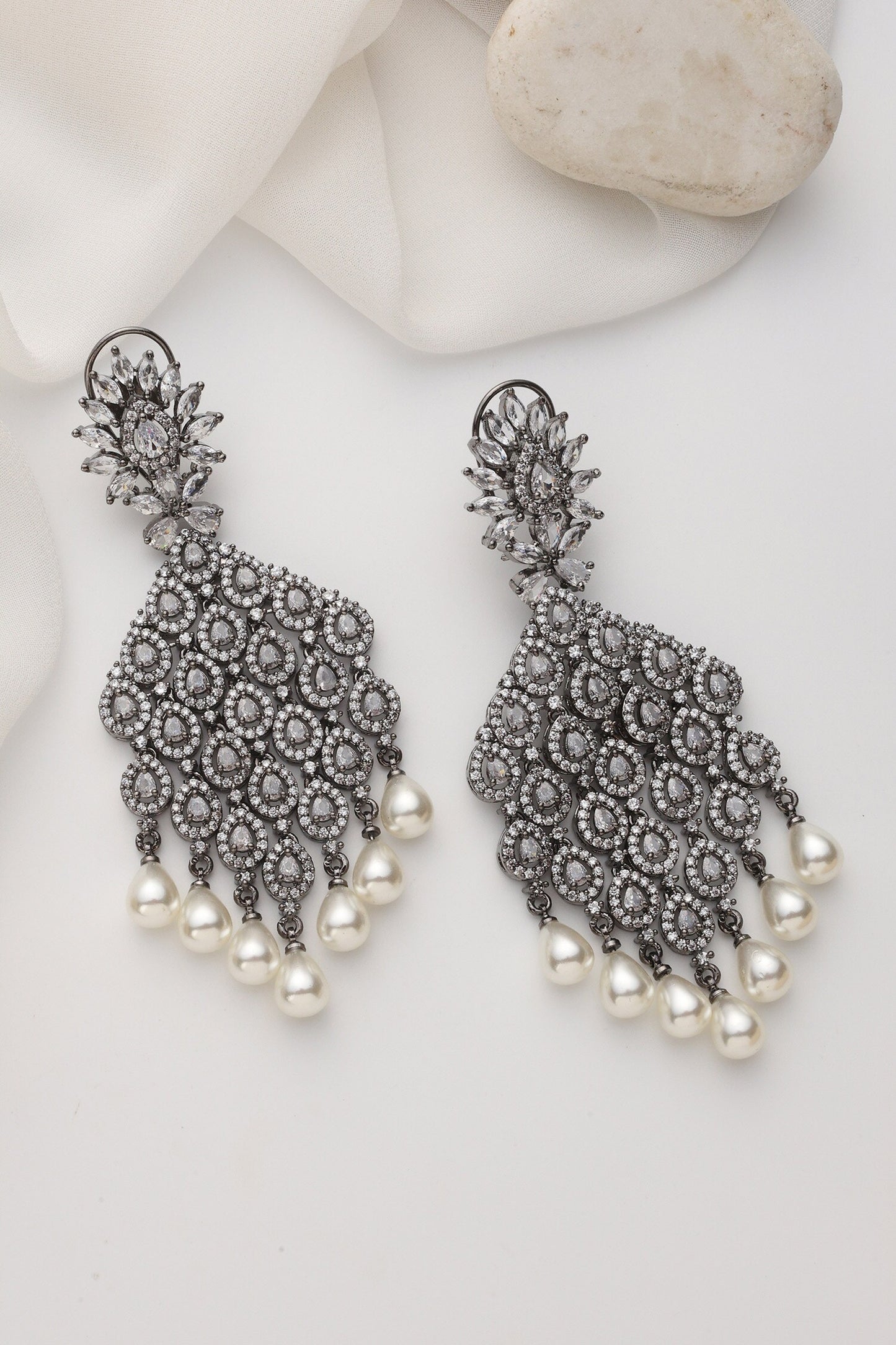 Silver Zirconia Dangler Earrings 