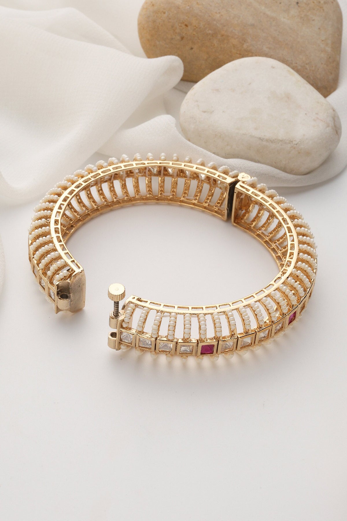 Red Rose Gold Polki Kada 