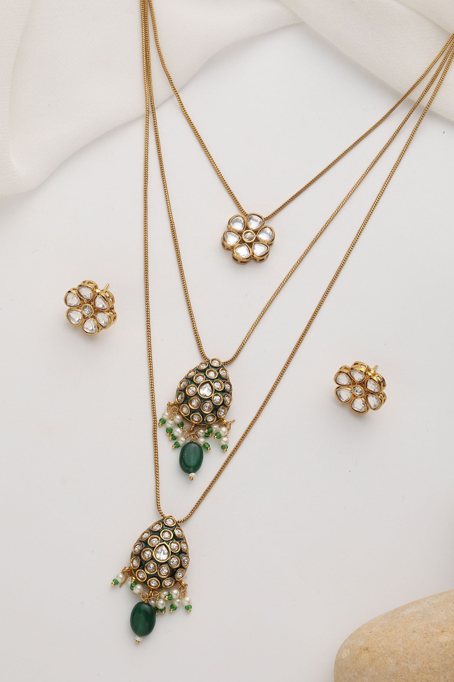 Polki Layered Necklace Set 