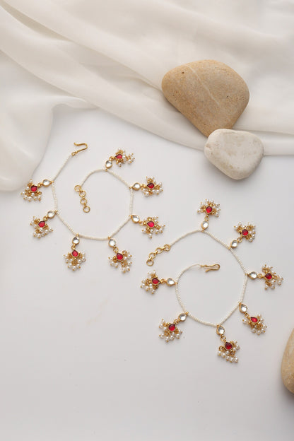 Kundan Red Anklets Set Of 2 
