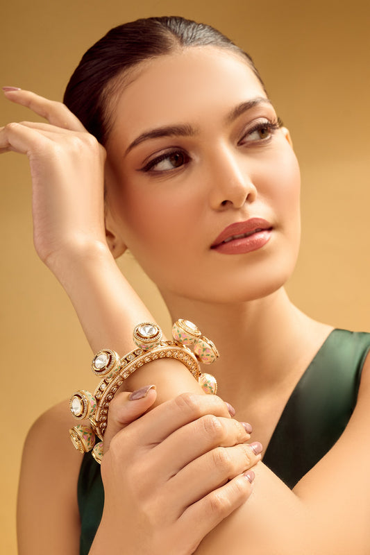 Multicolor Brass Bangle With Stones 