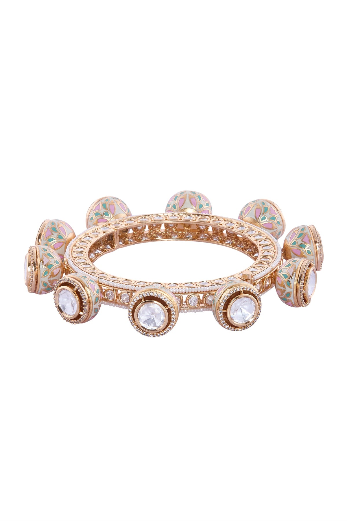 Multicolor Brass Bangle With Stones 