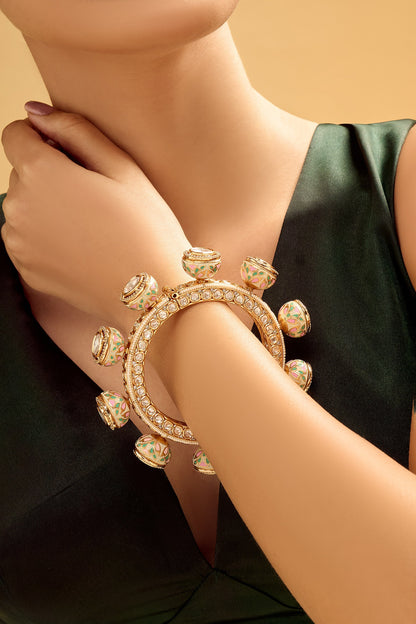 Multicolor Brass Bangle With Stones 