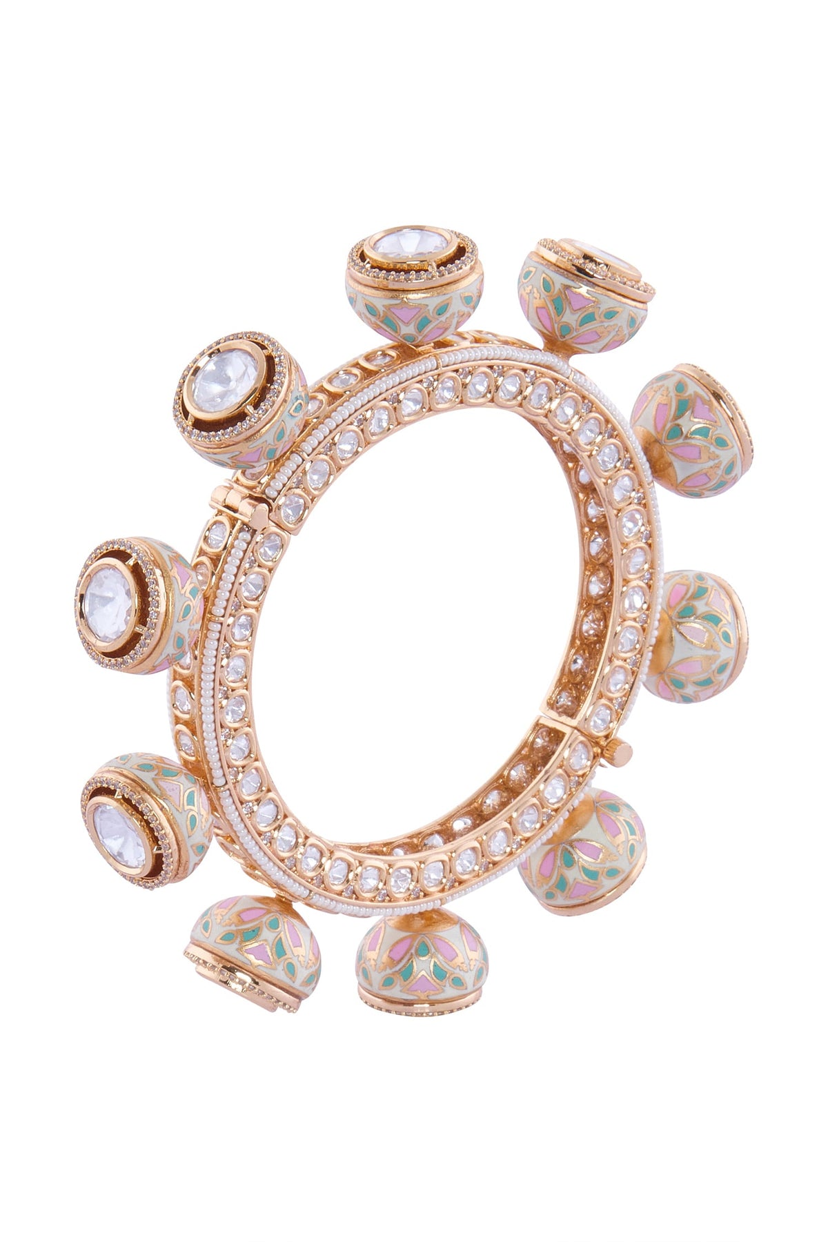 Multicolor Brass Bangle With Stones 