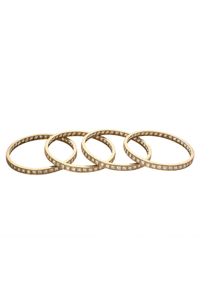 Gold & White Stone Embellished Bangle Set 