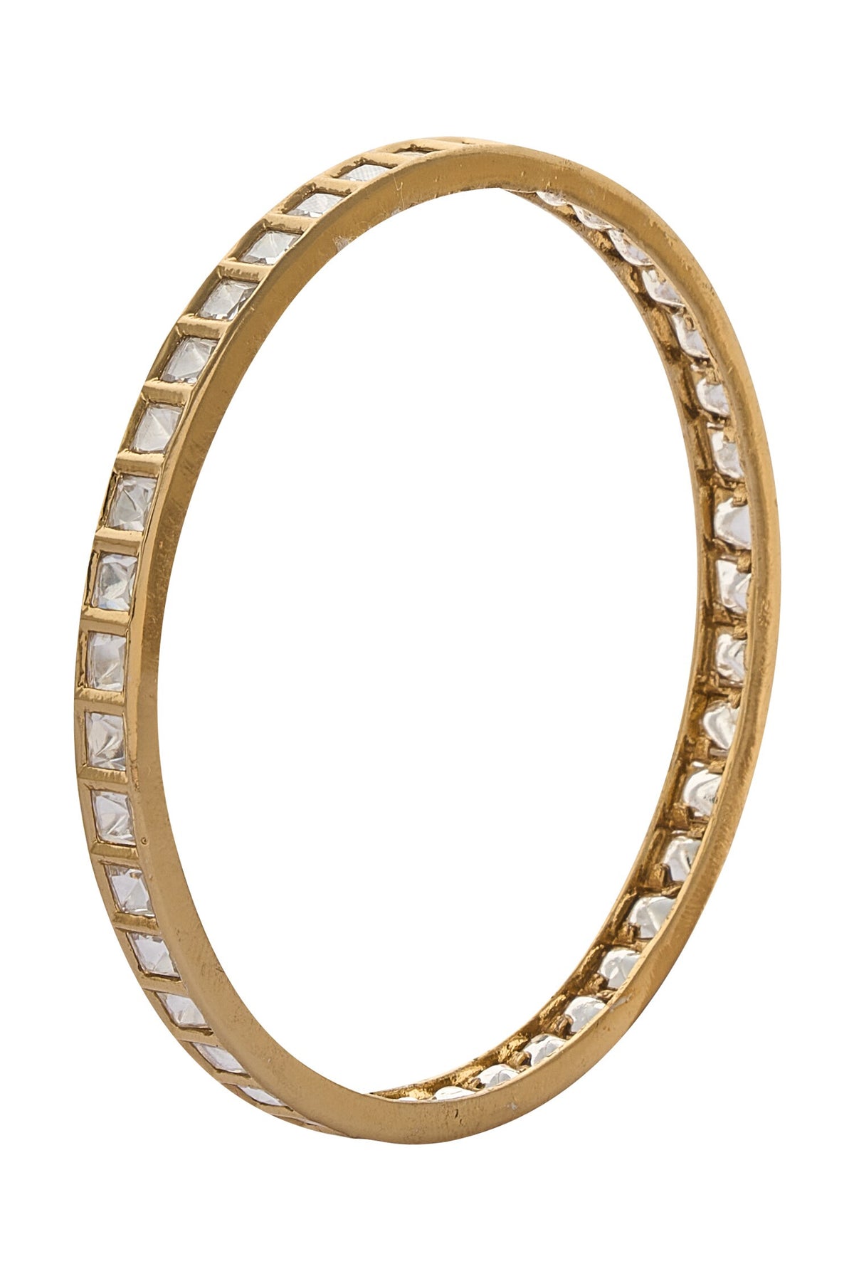 Gold & White Stone Embellished Bangle Set 